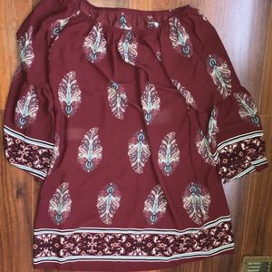 Off the Shoulder Maroon Shift Dress